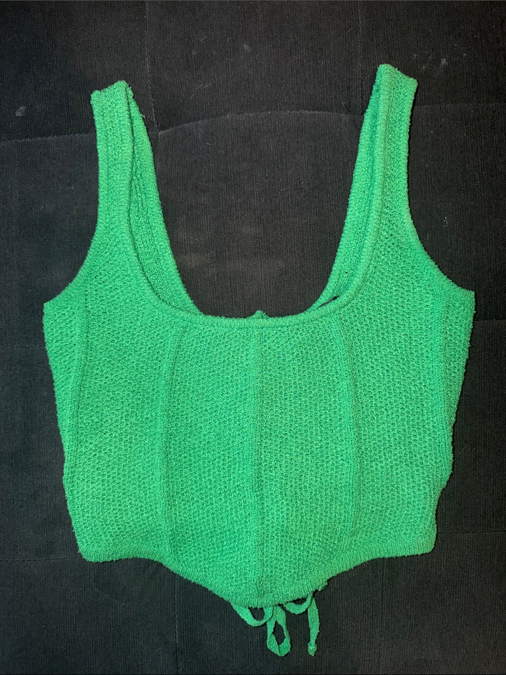 HERA Collection Green Lace-Up Corset Crop Top | Knit | Size Small